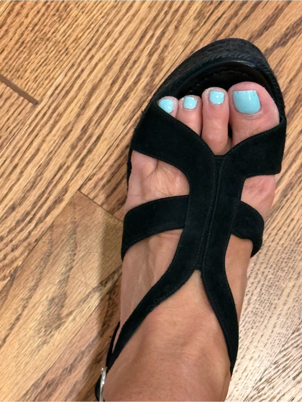 Castaner Black Suede Strappy Wedge Sandals - Picture 8 of 8